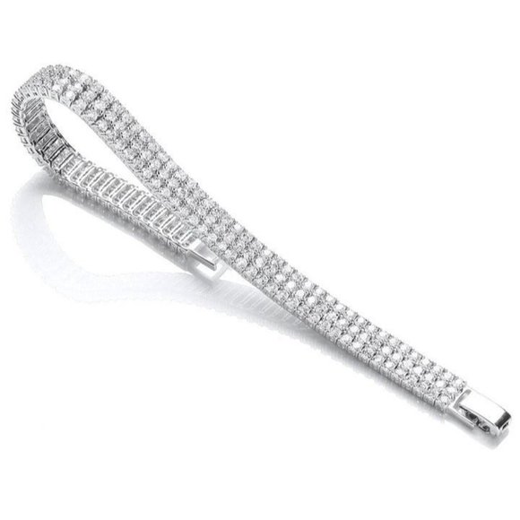 14K White Gold 5ct Diamond Tennis Bracelet Womens 3 Row Three 5 cts Diamonds ct - Picture 5 of 5